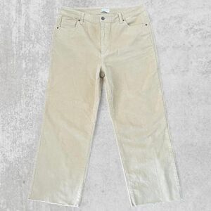 Oliver Logan Aberdeen Wide Leg Crop Pants Beige Corduroy High Rise Size 32